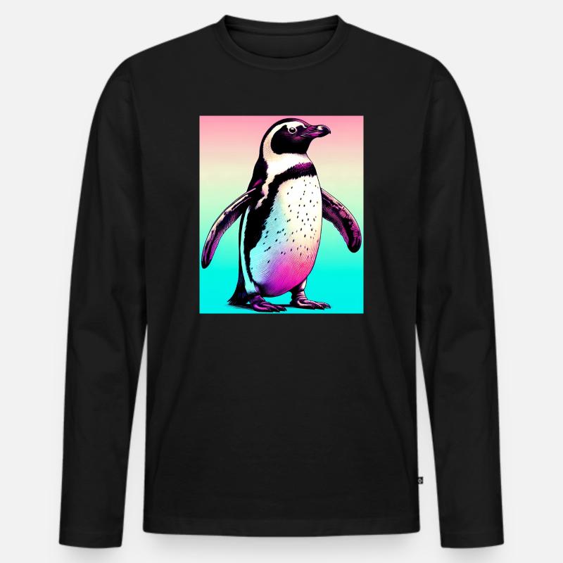 Pinguin - Männer Premium Bio Langarmshirt - Schwarz