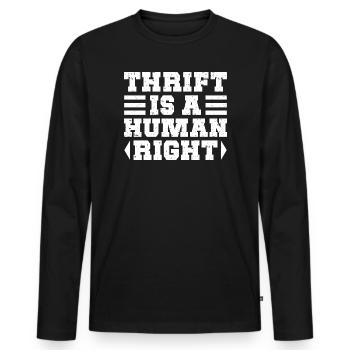La friperie est un droit humain pour l’amour de la friperie - T-shirt manches longues Premium bio Homme - noir - Devant - Nico (187cm)
