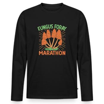 Mushroom Foraging Hunter Fungus Foray Marathon - Men's Premium Organic Long Sleeve Shirt - black - Front - Nico (187cm)