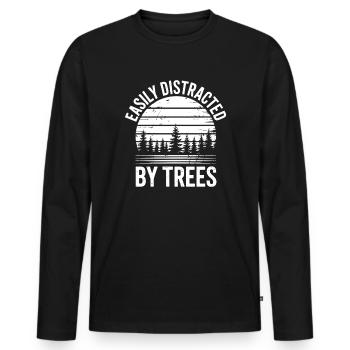Arbres, Arbres, Arbres, Drôles d’Arbres, Cadeau - T-shirt manches longues Premium bio Homme - noir - Devant - Nico (187cm)
