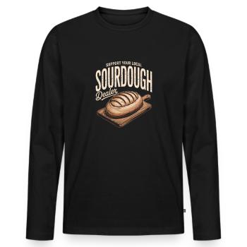 Local Sourdough Dealer - Men's Premium Organic Long Sleeve Shirt - black - Front - Nico (187cm)