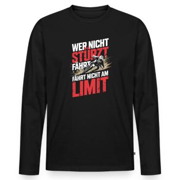  Wer Nicht Stürzt Fährt Fährt Nicht Am Limit - Männer Premium Bio Langarmshirt - Schwarz - Vorne - Nico (187cm)