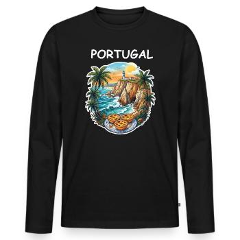 Falaises du Portugal - T-shirt manches longues Premium bio Homme - noir - Devant - Nico (187cm)