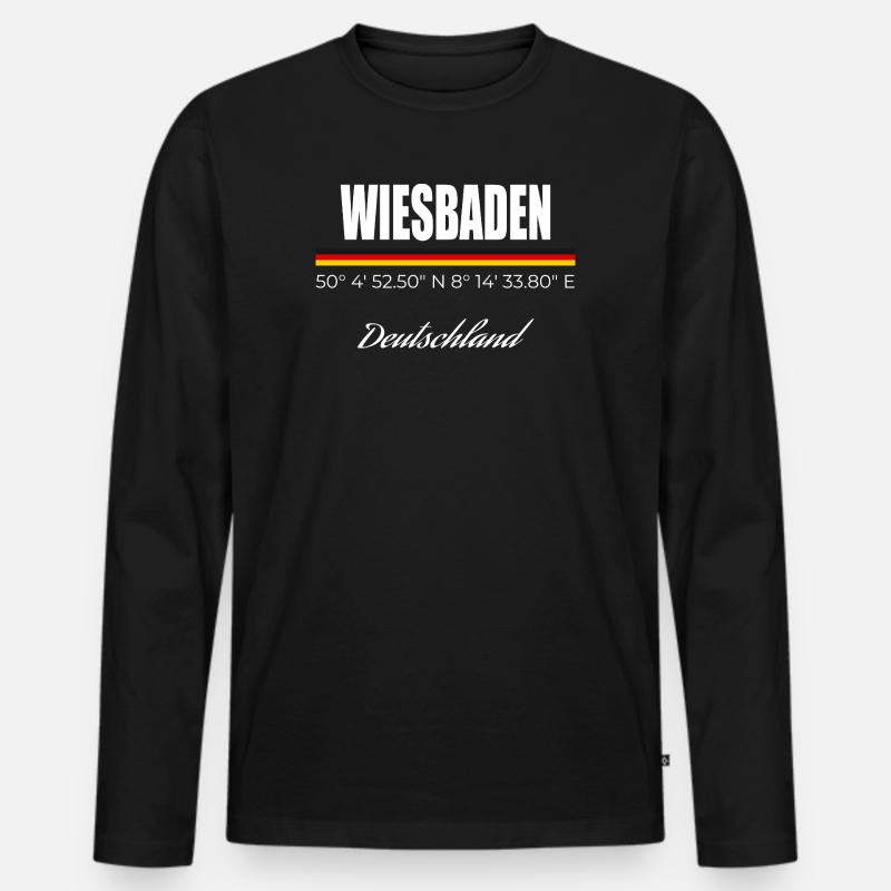 Wiesbaden - Männer Premium Bio Langarmshirt - Schwarz