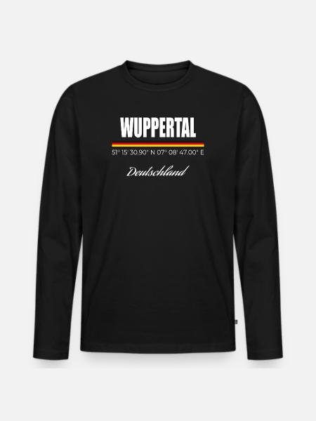 Wuppertal - Männer Premium Bio Langarmshirt - Schwarz