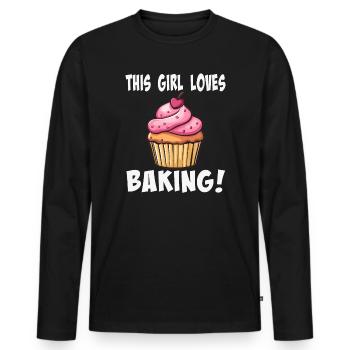 Dieses Mädchen liebt Backen Cupcake - Männer Premium Bio Langarmshirt - Schwarz - Vorne - Nico (187cm)