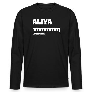 Geburt Aliya - Männer Premium Bio Langarmshirt - Schwarz - Vorne - Nico (187cm)