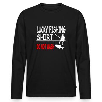 Angling - Men's Premium Organic Long Sleeve Shirt - black - Front - Nico (187cm)