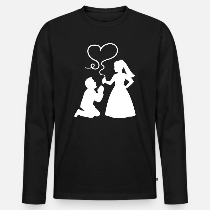 Brautpaar Ehepaar Hochzeit - Männer Premium Bio Langarmshirt - Schwarz