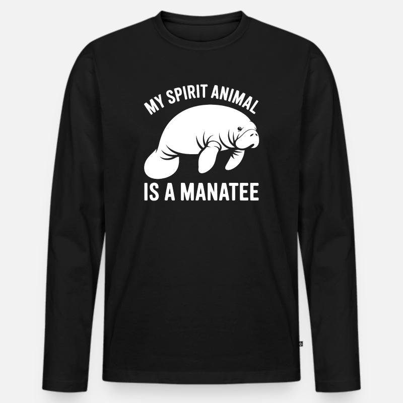 Manatee Spirit Tier - Männer Premium Bio Langarmshirt - Schwarz