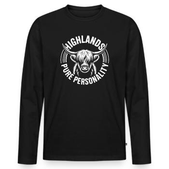 Personnalité pure du bœuf des Highlands - T-shirt manches longues Premium bio Homme - noir - Devant - Nico (187cm)