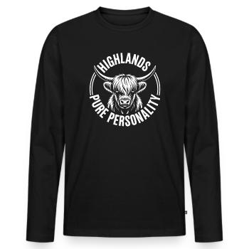 Highland Pure Personality - Männer Premium Bio Langarmshirt - Schwarz - Vorne - Nico (187cm)
