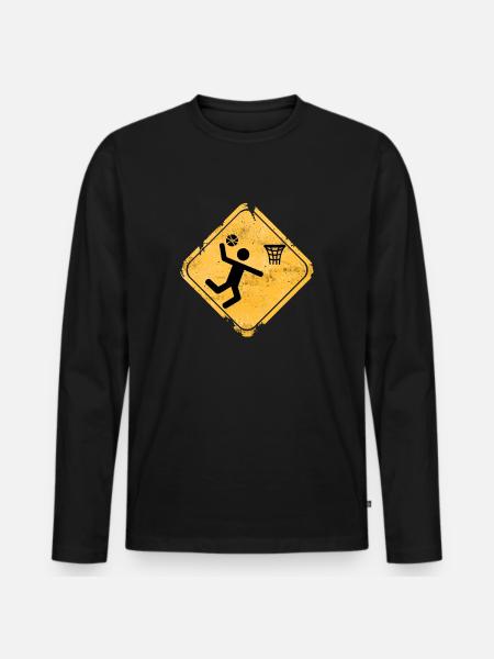 Basketball Sprungschild Grafik - Männer Premium Bio Langarmshirt - Schwarz