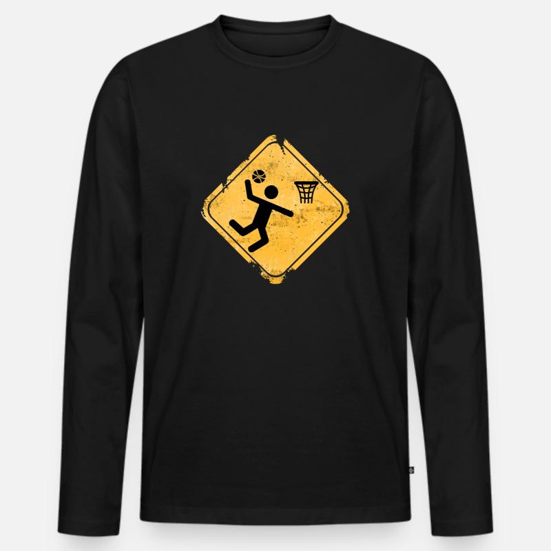 Basketball Sprungschild Grafik - Männer Premium Bio Langarmshirt - Schwarz