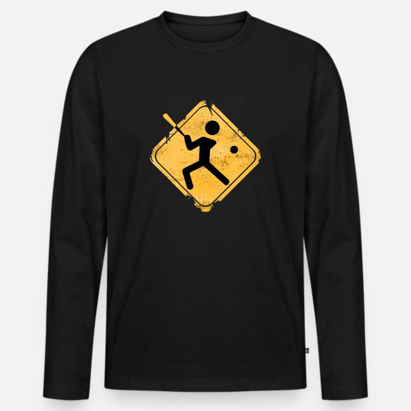 Baseball-Silhouette mit Schläger - Männer Premium Bio Langarmshirt - Schwarz
