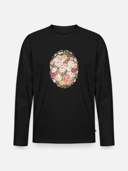 Pastel Blossom Oval Rose Bouquet - Men's Premium Organic Long Sleeve Shirt - black