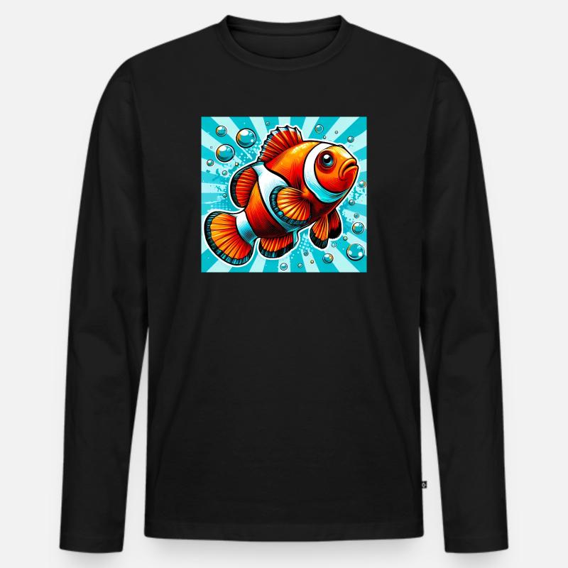 Clownfisch - Männer Premium Bio Langarmshirt - Schwarz
