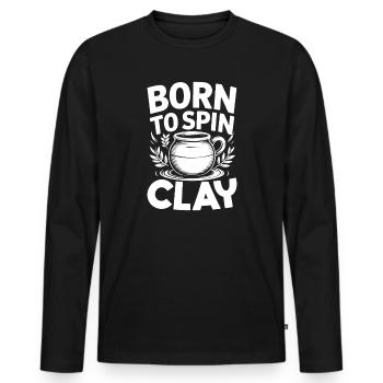 Potiers Potiers Poterie en argile filée - T-shirt manches longues Premium bio Homme - noir - Devant - Nico (187cm)