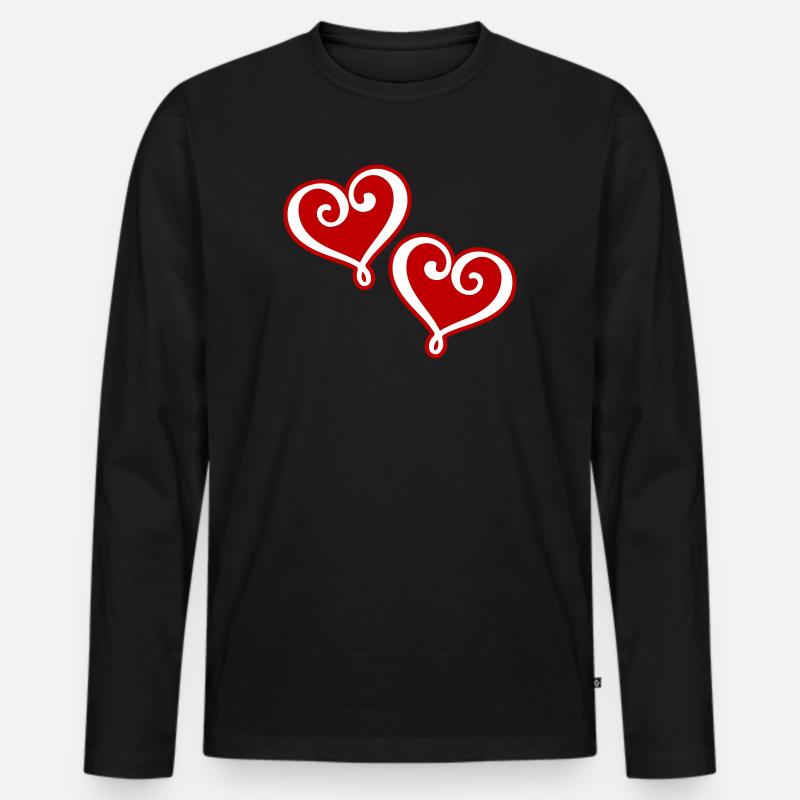 Herzen Symbol - Männer Premium Bio Langarmshirt - Schwarz