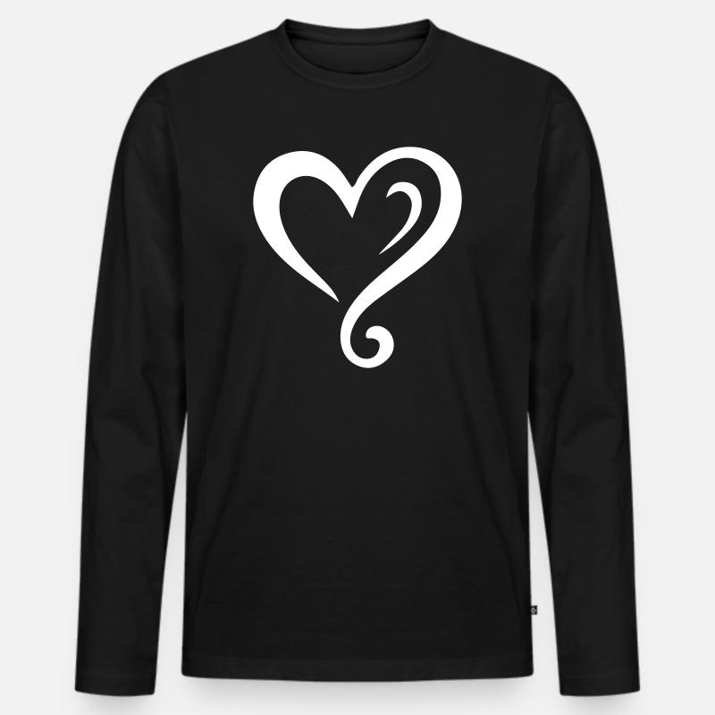 Herz Symbol - Männer Premium Bio Langarmshirt - Schwarz