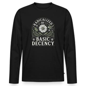 Radicalized by Basic Decency Vintage Floral Design - Men's Premium Organic Long Sleeve Shirt - black - Front - Nico (187cm)