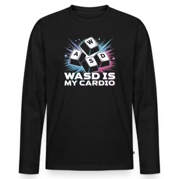 Lustiges Gaming Keyboard WASD mein Cardio Gamer - Männer Premium Bio Langarmshirt - Schwarz - Vorne - Nico (187cm)