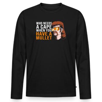 Coupe mulet Coupe mulet - T-shirt manches longues Premium bio Homme - noir - Devant - Nico (187cm)
