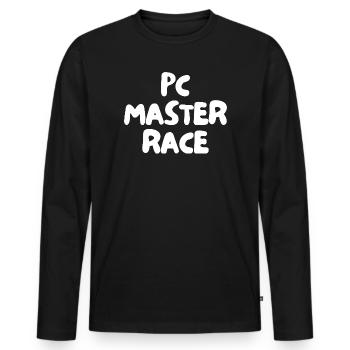 PC-Meisterrasse - Männer Premium Bio Langarmshirt - Schwarz - Vorne - Nico (187cm)