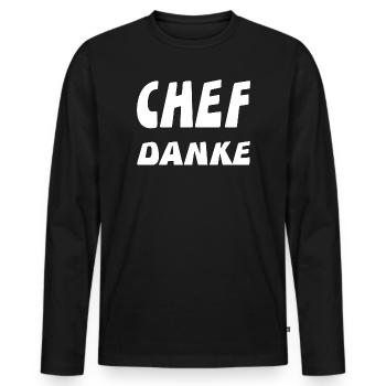 Chef - Männer Premium Bio Langarmshirt - Schwarz - Vorne - Nico (187cm)