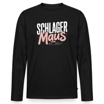 Schlager Maus Party Crew JGA Frauen Schlagermaus - Männer Premium Bio Langarmshirt - Schwarz - Vorne - Nico (187cm)