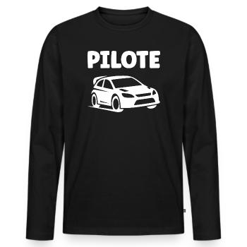 rallye - T-shirt manches longues Premium bio Homme - noir - Devant - Nico (187cm)