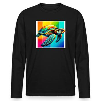Schildkröte - Männer Premium Bio Langarmshirt - Schwarz - Vorne - Nico (187cm)
