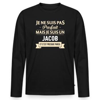 Je Ne Suis Pas Parfait Mais Je Suis Un Jacob Et... - T-shirt manches longues Premium bio Homme - noir - Devant - Nico (187cm)