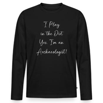 archaeology - Men's Premium Organic Long Sleeve Shirt - black - Front - Nico (187cm)