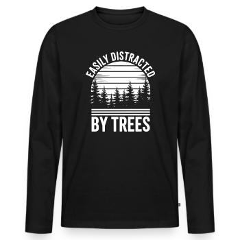 Arbres, Arbres, Arbres, Drôles d’Arbres, Cadeau - T-shirt manches longues Premium bio Homme - noir - Devant - Nico (187cm)