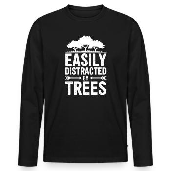 Arbres, Arbres, Arbres, Drôles d’Arbres, Cadeau - T-shirt manches longues Premium bio Homme - noir - Devant - Nico (187cm)