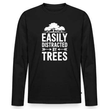 Arbres, Arbres, Arbres, Drôles d’Arbres, Cadeau - T-shirt manches longues Premium bio Homme - noir - Devant - Nico (187cm)