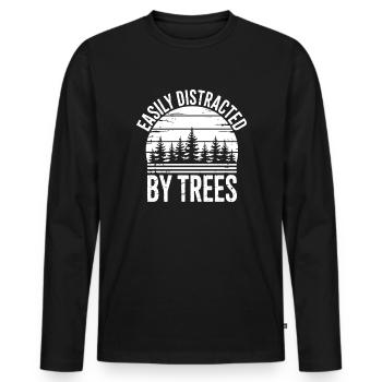 Arbres, Arbres, Arbres, Drôles d’Arbres, Cadeau - T-shirt manches longues Premium bio Homme - noir - Devant - Nico (187cm)