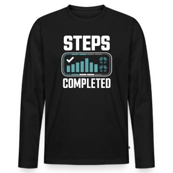 Steps Completed 10000 Schritte - Men's Premium Organic Long Sleeve Shirt - black - Front - Nico (187cm)
