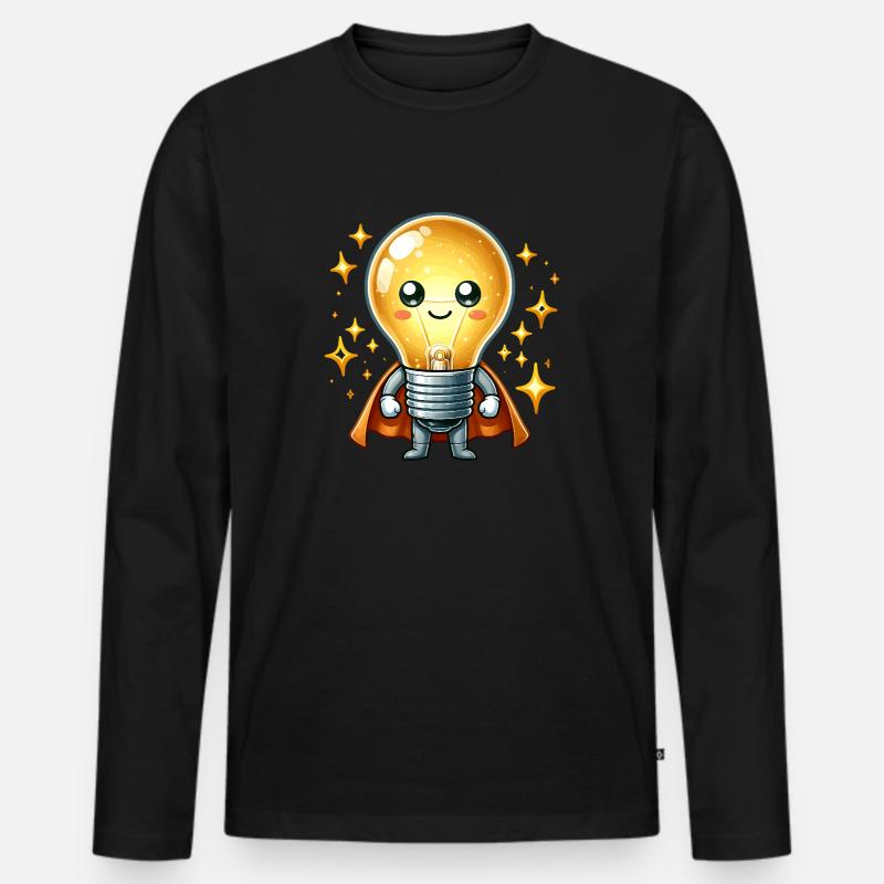 Glühbirne Superheld Helden Lampe - Männer Premium Bio Langarmshirt - Schwarz