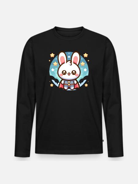 Heroes Bunny Superhero Rabbit - Men's Premium Organic Long Sleeve Shirt - black