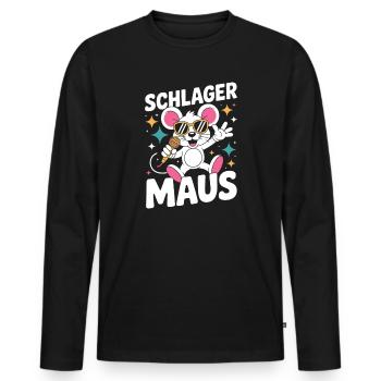 Schlager Maus Party Crew JGA Frauen Schlagermaus - Männer Premium Bio Langarmshirt - Schwarz - Vorne - Nico (187cm)