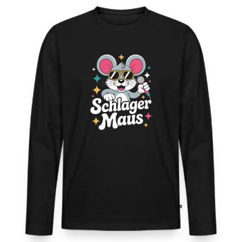 Schlager Maus Party Crew JGA Frauen Schlagermaus - Männer Premium Bio Langarmshirt - Schwarz - Vorne - Nico (187cm)