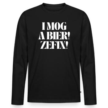 I mog a Bier! Zefix! - Männer Premium Bio Langarmshirt - Schwarz - Vorne - Nico (187cm)