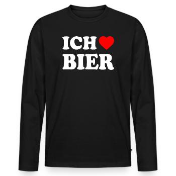 Ich liebe bier - Männer Premium Bio Langarmshirt - Schwarz - Vorne - Nico (187cm)