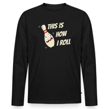 Dicons de Bowling Skittles Voilà comment je roule - T-shirt manches longues Premium bio Homme - noir - Devant - Nico (187cm)