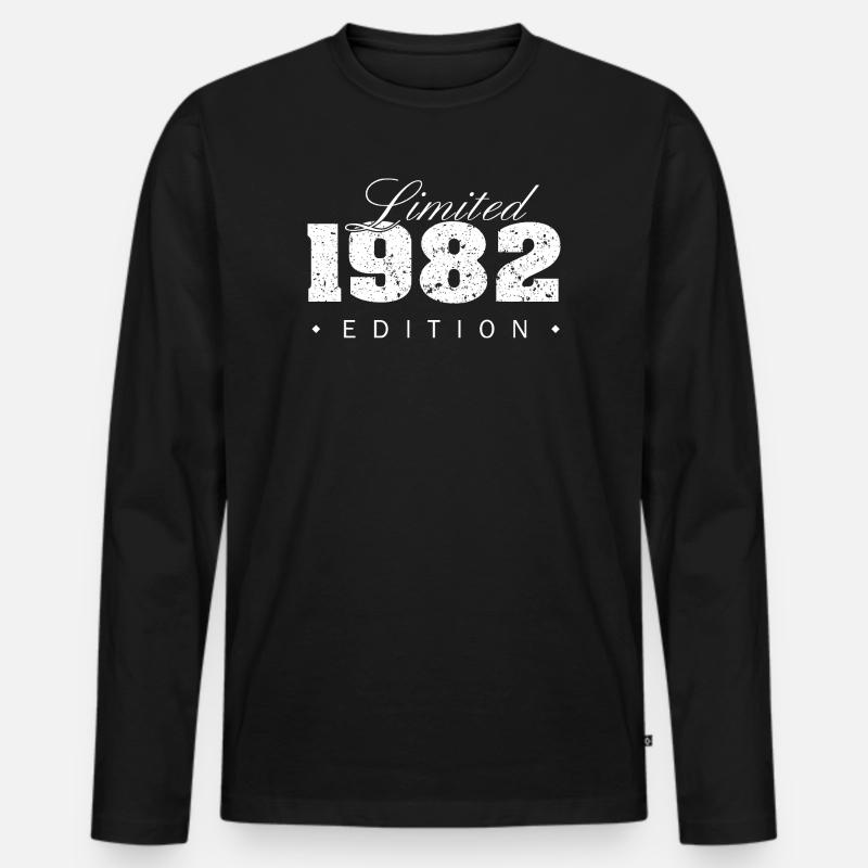 Limitierte 1982 Edition  - Männer Premium Bio Langarmshirt - Schwarz
