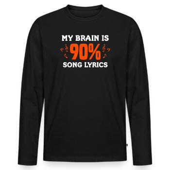 90 % de conception de clés et notes de théorie musicale - T-shirt manches longues Premium bio Homme - noir - Devant - Nico (187cm)