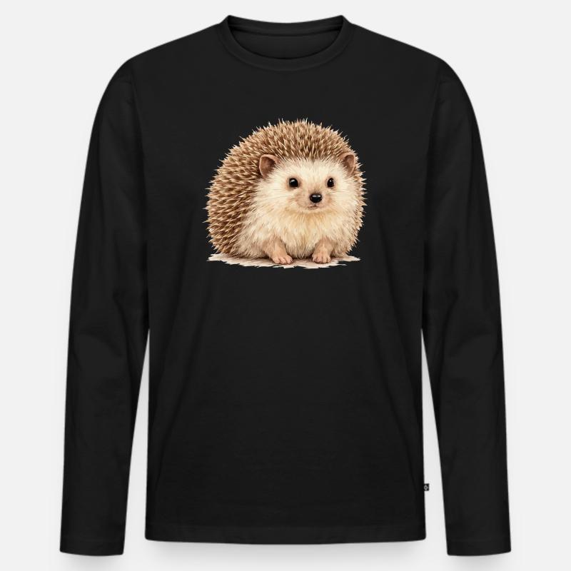Igel Kuschelheld - Männer Premium Bio Langarmshirt - Schwarz