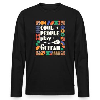 Cool people play Guitar bunt - Men's Premium Organic Long Sleeve Shirt - black - Front - Nico (187cm)